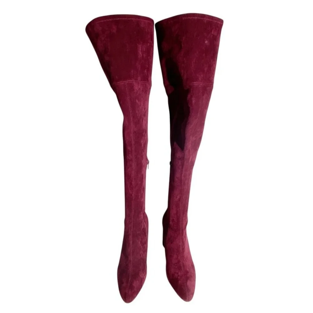New Jeffrey Campbell PARISAH-2 Wine Burgundy Suede Over-the-Knee Boots